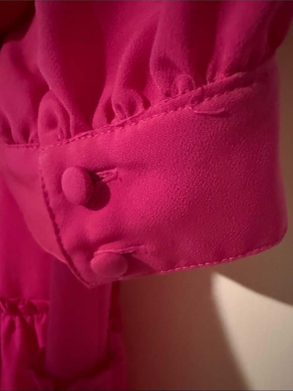Karl Lagerfeld Paris Crepe Zip-Front 3/4-Sleeve Dress - Bright Fuchsia - Picture 9 of 11